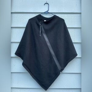 Lululemon Wool Poncho with Zipper, One Size, Black
